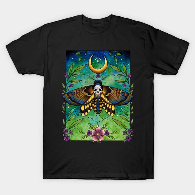 Deathshead Moth Design by Lorna Laine T-Shirt by Lorna Laine